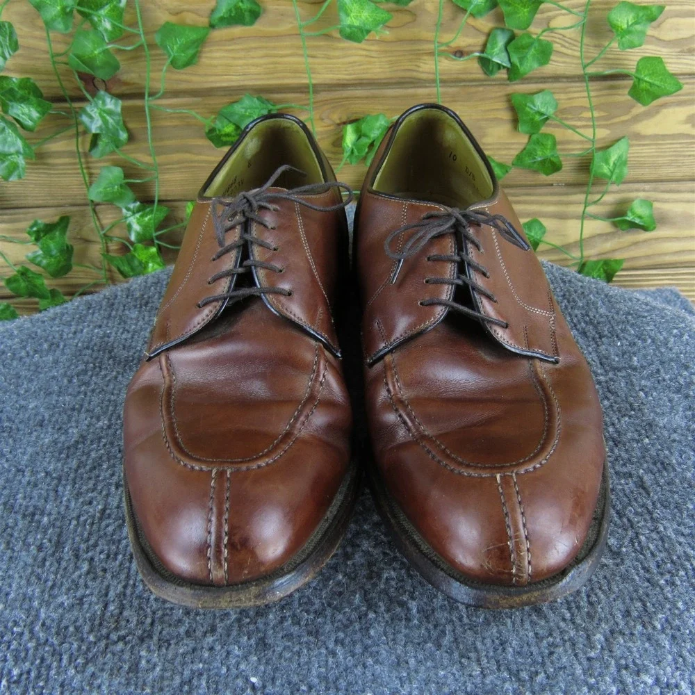 Johnston‎ & Murphy Men Handcrafted Derby Oxfords Brown Leather 10 Narrow 2025